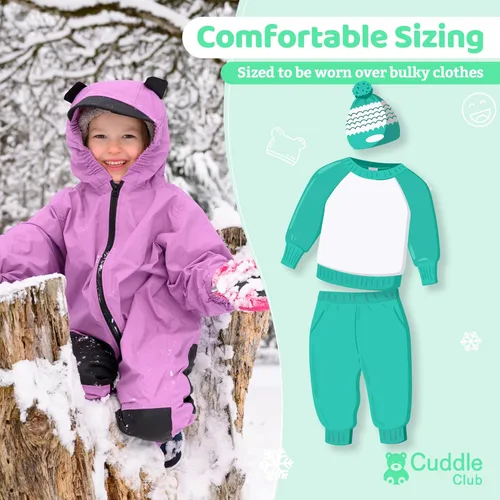 Vista 5 de Cuddle Club Traje de nieve y lluvia para niños pequeños - Muddy Buddy - Overol impermeable de una pieza resistente a la intemperie chaqueta para bebé