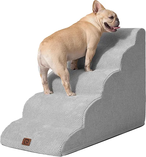 Vista 25 de EHEYCIGA Rampa de escaleras curvadas para perros pequeños de 15.7 pulgadas de alto, escalones para perros de 3 escalones para sofá y silla