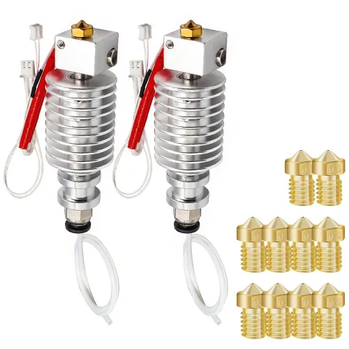 [Paquete de 2 unidades] Extrusora 3D Hotend compatible con ANYCUBIC Chiron Extrusora Head 24V V5 con 10 boquillas V6 de latón de 0.016 in (para