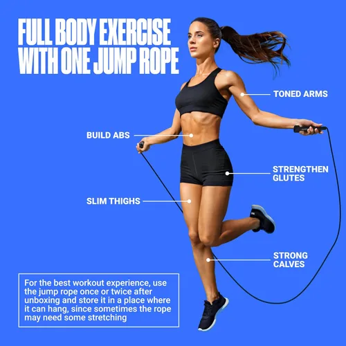 Vista 5 de Cuerda de saltar ajustable para fitness y ejercicio - Cuerda de saltar para cardio, boxeo y pérdida de peso - Cuerda de velocidad perfecta