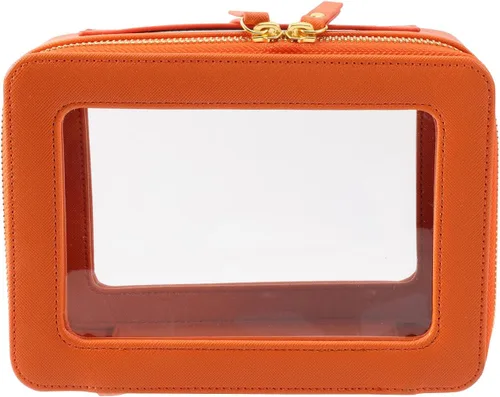 Vista 11 de SANHECUN Neceser impermeable, organizador de cosméticos con asa, abertura grande para viajar, Rosa