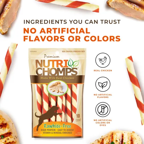 Vista 5 de NutriChomps - Golosinas masticables para perros de 5 pulgadas, fáciles de digerir, sin piel cruda, sabor a mantequilla de maní real y sabor real