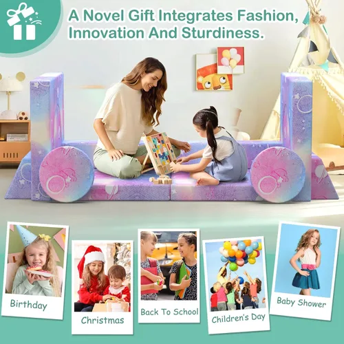 Vista 26 de BIERUM Sofá para niños, 6 piezas, sofá infantil para dormitorio, sala de juegos, sofá multifuncional para desarrollar la inteligencia