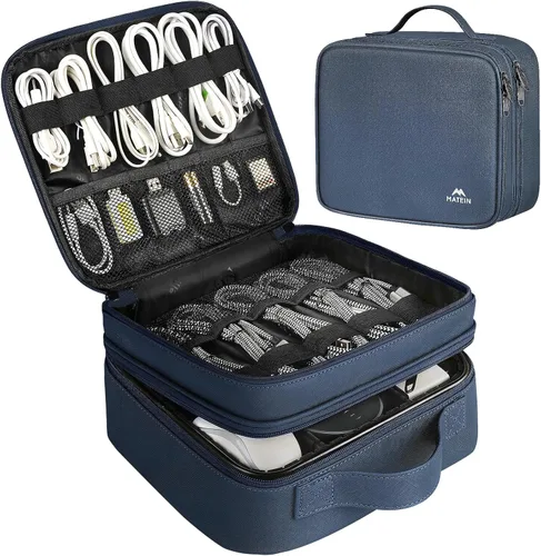 Vista 11 de MATEIN Estuche organizador de cables con divisor ajustable, bolsa de archivo de cable de DJ para almacenamiento electrónico, cable USB, cargador