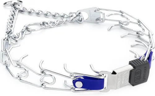 Vista 30 de Collar de perro de acero cromado Herm Sprenger para perros pequeños con hebilla de liberación rápida ClicLock y inserto de Biothane Collar de punta