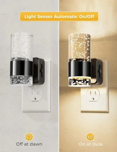 Vista 58 de L LOHAS LED Luz nocturna, paquete de 2 luces nocturnas de burbujas de 3000 K enchufables a la pared, luces nocturnas acrílicas con sensor de luz