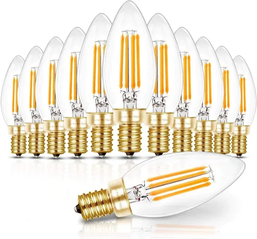 Vista 19 de Hizashi Bombilla LED E12 regulable equivalente a 40 W, bombillas de candelabro 90+CRI 4W blanco suave 2700K 450LM B10 bombilla LED con base