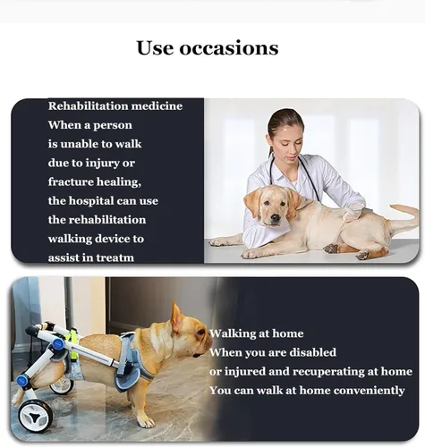 Vista 7 de Dog Wheelchair for Back Legs Adjustable, 2-Wheels Dog Carts with Wheels, Lightweight Pets Back Limb Walking Mobility Aids for Injured, Disabled
