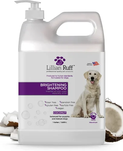 Vista 7 de Lillian Ruff Champú blanqueador profesional ultra brillante para perros con aloe y aceite de coco para piel seca y alivio de picazón, champú