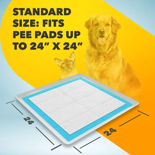 Vista 6 de Skywin Bandeja para almohadillas para cachorros de 24 x 24 pulgadas (gris) + 30 x 36 pulgadas (gris) – Silicona, soporte para orina para perros