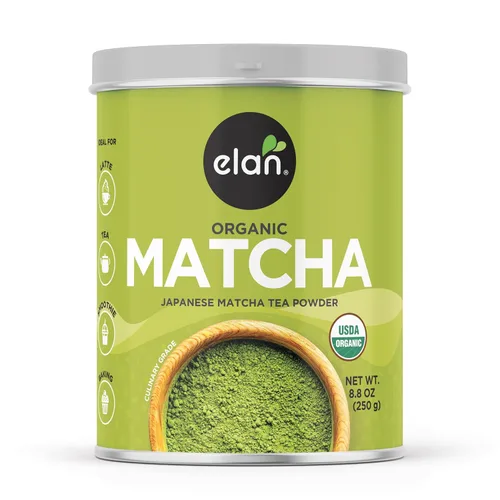 Vista 5 de Elan Té Matcha orgánico en polvo, sin OMG, vegano, sin gluten, 8.8 onzas (paquete de 6)