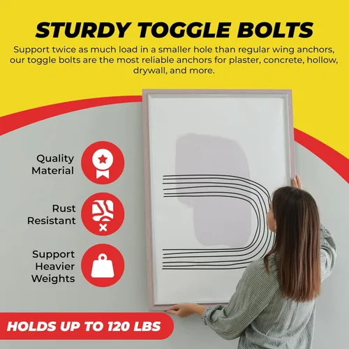 Vista 2 de QUALIHOME Anclajes de perno de resorte – Anclajes de pared resistentes para colgar artículos con paredes huecas y más – Anclaje de pared hueco