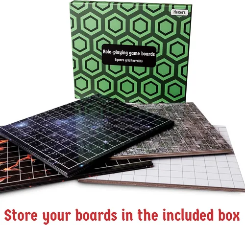 Vista 2 de Hexers Tapete de tablero de juego de roles, terrenos de cuadrícula cuadrada, 8 terrenos diferentes, compatible con Dungeons and Dragons DND
