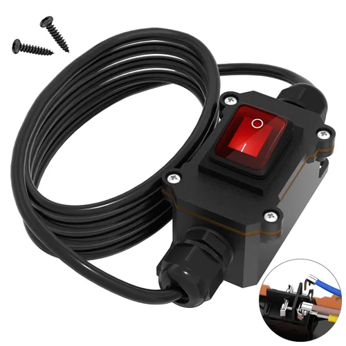 RVBOATPAT Interruptor de cable en línea 12V 20A DC Interruptor en línea impermeable IP66 rojo iluminado 2 posiciones 4 pines DPST con cable de 14