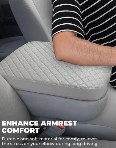Vista 5 de ISSYAUTO - Funda de consola central, consola de asiento auxiliar, cubierta de cuero para reposabrazos, cubierta de reposabrazos para automóvil