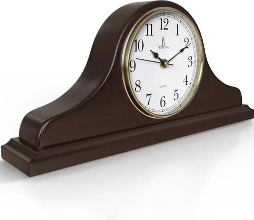 Vista 9 de Reloj de Repisa a Batería - Reloj de Repisa de Madera - 15x7.5 pulgadas - Silencioso, Hecho de Madera Real y Fácil de Leer - para Decoración de Sala