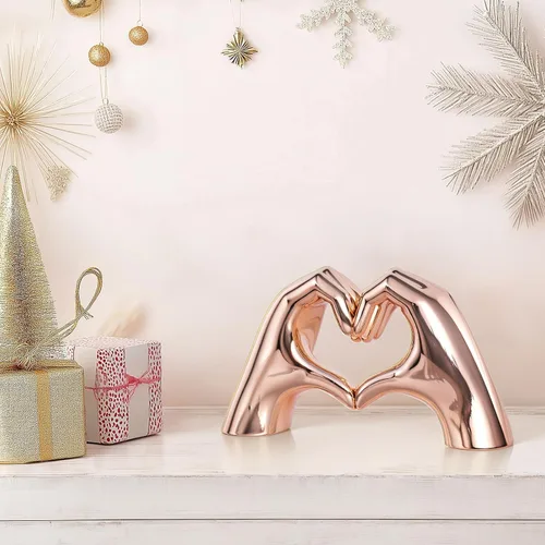 Vista 8 de Decoración de manos de corazón rosa para sala de estar, dormitorio, estantería, mesa de café, centros de mesa de amor, estatua estética y escultura