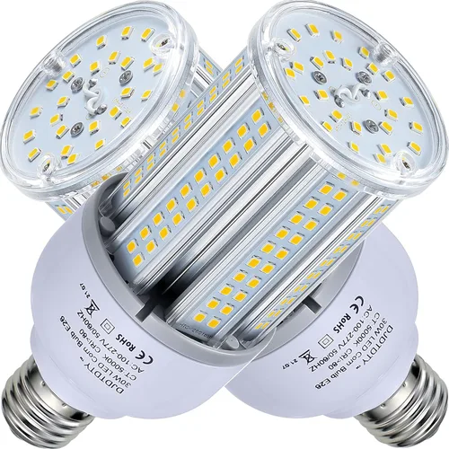 Amazon - Bombillas LED de alto brillo de 35 W, lámpara LED de maíz con base E26, 5000 lúmenes, 5000 K, luz diurna, 100 V ~ 277 V, bombilla para