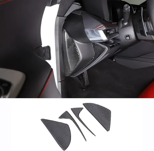 Vista 2 de Adhesivo decorativo suave de fibra de carbono real 3D para automóvil, antichoque, para salpicadero, puerta lateral, compatible con Corvette C8