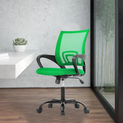 Vista 17 de Silla de escritorio de malla, silla de oficina ergonómica, silla de computadora con soporte lumbar y reposabrazos, silla de escritorio ajustable