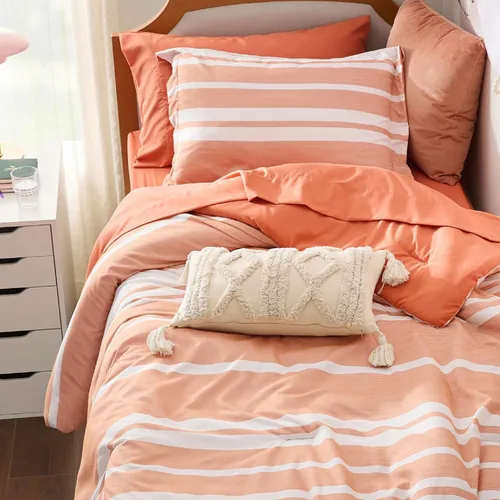 Vista 35 de Bedsure - Juego de edredón de 5 piezas, juego de ropa de cama a rayas gris para todas las estaciones, reversible, teñido catiónico, juego de cama