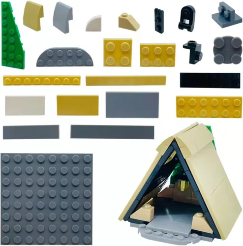 Vista 4 de Kit de bloques de construcción para camping, tienda de campaña hoguera, luces de campamento, naturaleza, glamping, actividades al aire libre