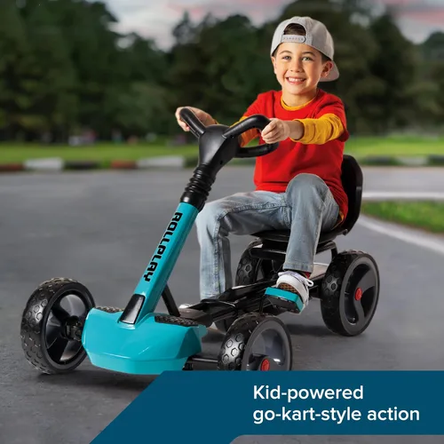 Vista 4 de Rollplay Flex Kart XL Pedal Go Kart para niños con neumáticos de EVA para tracción y durabilidad, asiento de cubo ajustable de 2 posiciones