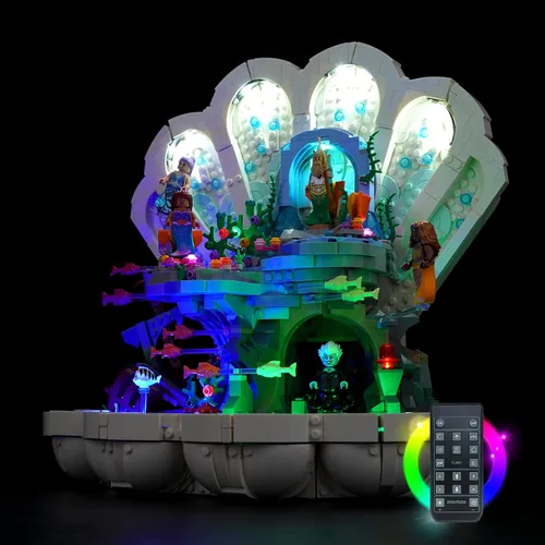 Vista 6 de BrickBling Luz LED compatible con Lego La Sirenita Royal Clamshell juego de construcción (modelo no incluido), iluminación creativa compatible