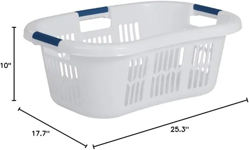 Vista 8 de Rubbermaid Cesta de lavandería/cesto grande Hip-Hugger, 1.5 bushel, blanco, contenedor de almacenamiento apilable/organizador