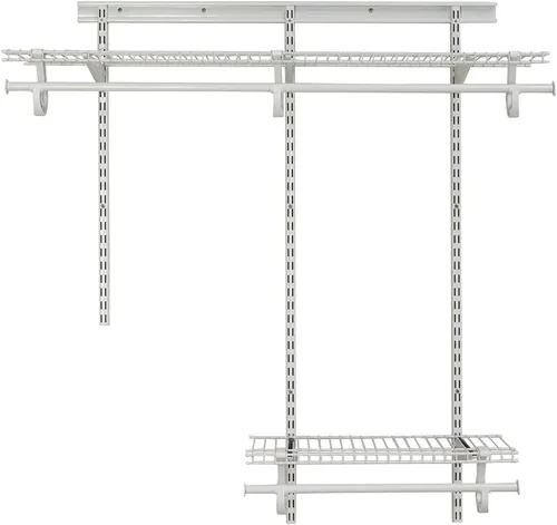 ClosetMaid ShelfTrack - Sistema organizador de alambre para armario, ajustable de 2 a 4 pies, con estantes, barras de ropa, herrajes, acero