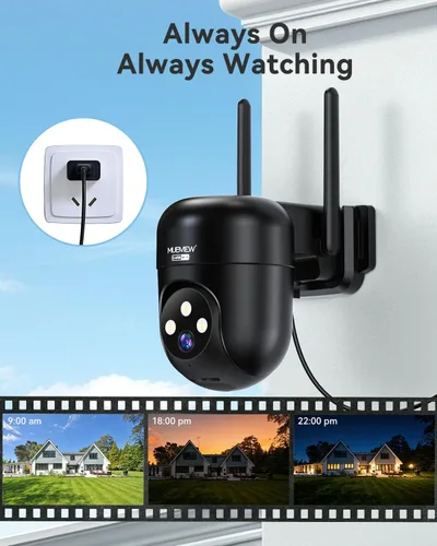 Vista 3 de MUBVIEW Black 360° Security Cameras Wireless Outdoor,24/7 Wired Outdoor Camera for Home Security,Motion Tracking,5G/2.4G WiFi Security Camera,Night