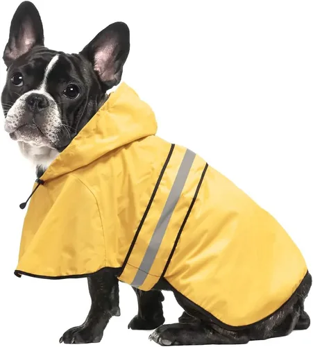 Vista 20 de Impermeables Reflectantes Impermeables para Perros - Chaqueta de Lluvia Ajustable para Cachorros, Chubasqueros Ligeros con Capucha para Perros