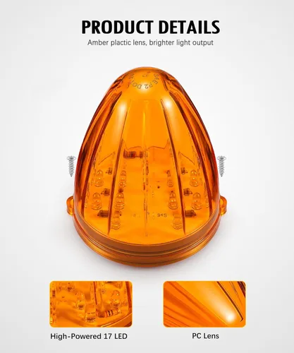 Vista 4 de Partsam 5 luces LED de repuesto para techo de 17 luces LED de repuesto para Kenworth Peterbilt Freightliner Mack de camiones resistentes