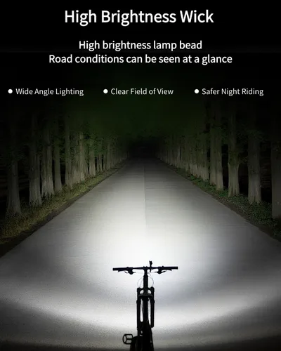 Vista 4 de Luces de bicicleta de 600 lúmenes. Faro de bicicleta recargable por USB. Faro de bicicleta de aleación de aluminio impermeable IPX6 para bicicletas