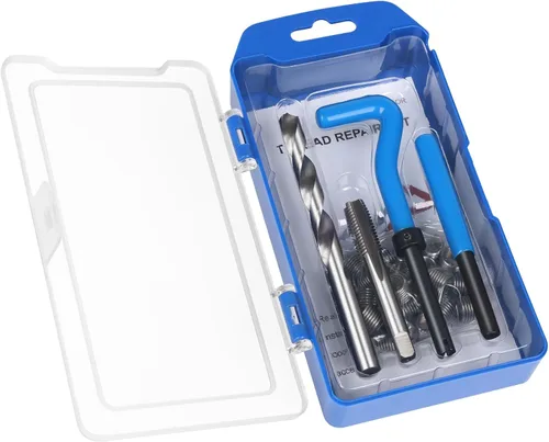 Vista 9 de 15 piezas Kit de reparación de roscas SAE 7/16-14 pulgadas HSS Kit de reparación de hélice de taladro para reparación de agujeros de tornillo