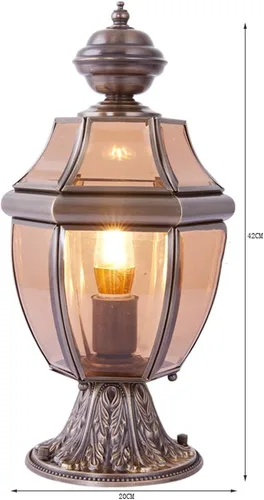 Vista 7 de Luces de poste para exteriores, lámpara clásica vintage de cobre completo para postes de pared al aire libre, lámpara de jardín continental, lámpara
