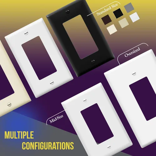 Vista 7 de ENERLITES Placa decorativa de pared para interruptor de luz o toma de receptáculo, acabado brillante, tamaño 4 segmentos 4.50 x 8.19 pulgadas, Blanco