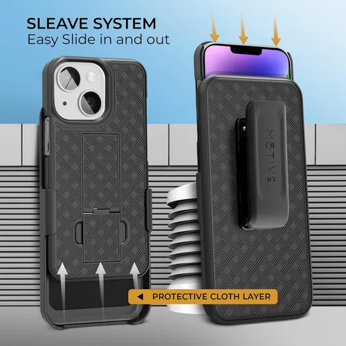 Vista 3 de MOTIVE Funda para iPhone 14, funda con clip para cinturón para Apple iPhone 14, funda protectora delgada y resistente a prueba de golpes con soporte