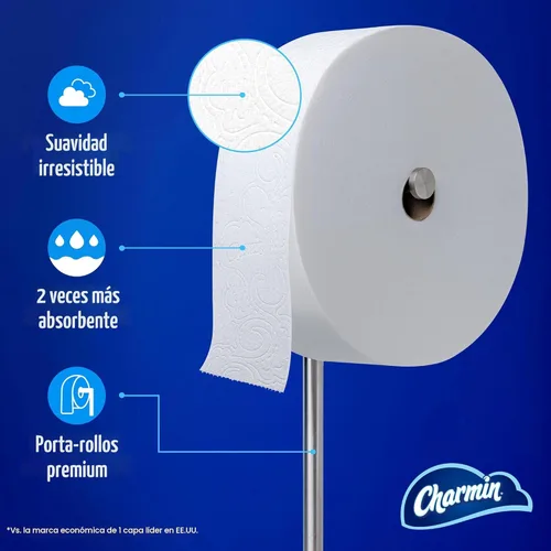 Vista 4 de Charmin Papel higiénico ultra suave, kit de iniciación Forever Roll, 1 soporte, 2 rollos, papel de baño de 2 capas