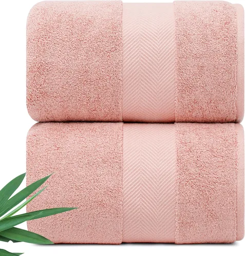 Ultra Suaves y Lujosas Toallas de Baño de Viscosa de Bambú - 700 g/m² Paquete de 2 - Extra Grandes 70x35 pulg - Superabsorbentes y de Secado Rápido