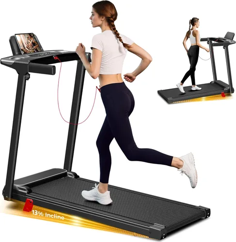 Portable Treadmill with Incline, 3.0HP Walking Pad with Handle Bar, 3-in-1 Foldable Treadmill for Home Office Small Space with Quiet Brushless, 300