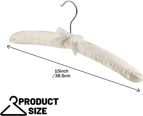 Vista 3 de Jetec 24 piezas de perchas acolchadas de raso con gancho giratorio de 360°, almohadillas de hombro de esponja, para abrigos, suéteres, blusas, Beige