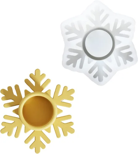 Vista 7 de BOOWAN NICOLE Copo de nieve candelita candelabros moldes de hormigón Candelabro de cemento molde de silicona para decoración casera (SH0963)