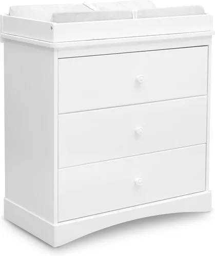 Vista 10 de Delta Children Sutton - Cómoda de 3 cajones con tapa para cambiar pañales y cajones entrelazados, certificado Greenguard Gold, blanco Bianca