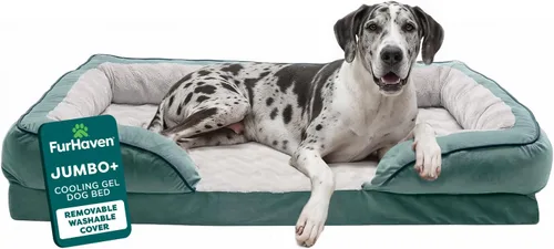 Vista 21 de Furhaven Cama de Gel Refrescante para Perros Medianos/Pequeños con Refuerzos Extraíbles y Funda Lavable, Para Perros de Hasta 35 lbs - Sofá