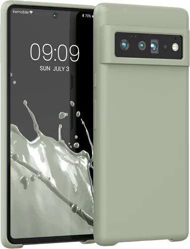 Vista 456 de kwmobile Funda Compatible con Google Pixel 6 Pro - Funda de teléfono de silicona TPU con acabado suave - Azul Arrecife