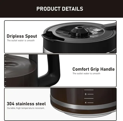 Vista 2 de Jarra de repuesto para cafetera de 14 tazas compatible con la cafetera programable Mr. Coffee de 14 tazas, modelo #: BVMC-PC14-CARAFE. 1 paquete