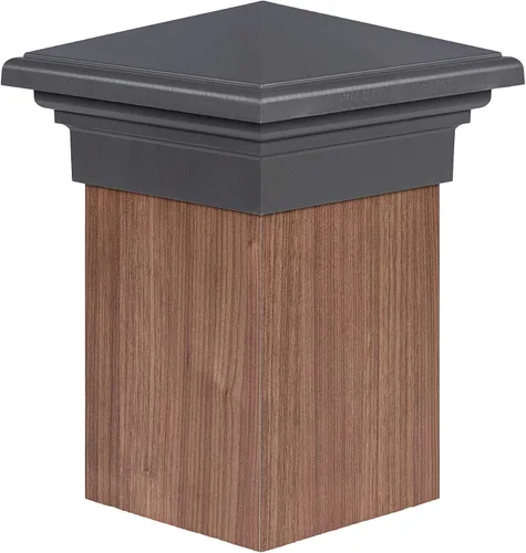 Vista 18 de Tapa de poste piramidal gris de 4 x 4 para postes de 3.5 x 3.5 pulgadas, más común para postes tratados a presión, parte superior cuadrada