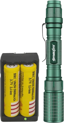 Cargador de batería 18650 con 2 ranuras y linterna táctica, linternas superbrillantes de 5 modos para llevar diariamente al aire libre de campamento