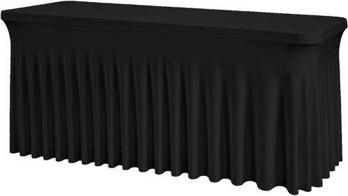 Mantel rectangular de elastano negro, funda elástica ajustada para mesas rectangulares de 1,8 m, falda de mesa elástica sin arrugas para decoración